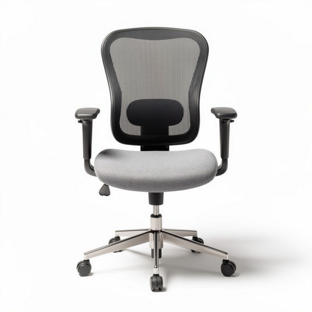 Chaise de bureau en maille noire avec assise grise 45 x 60 x 100 cm