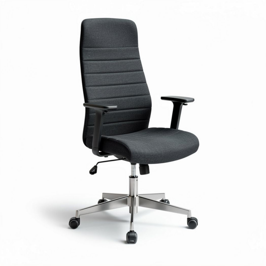 Chaise de bureau ergonomique en tissu gris avec accoudoirs réglables 50 x 60 x 110cm