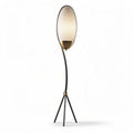 Lampe sur pied en métal noir avec abat-jour ovale en verre blanc 25 x 25 x 150cm