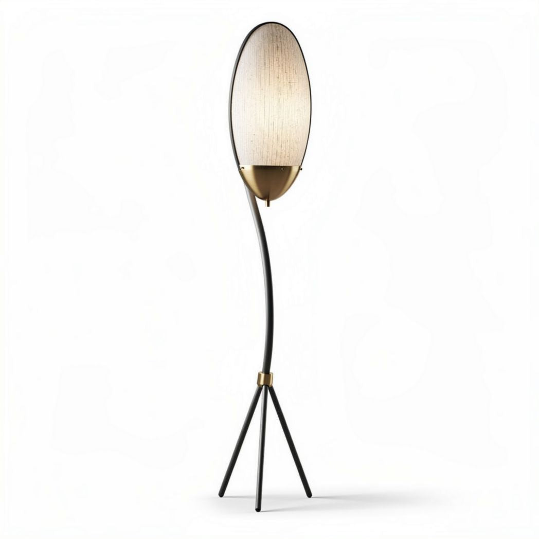 Lampe sur pied en métal noir avec abat-jour ovale en verre blanc 25 x 25 x 150cm