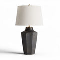 Lampe de table en céramique noire avec abat-jour en lin blanc 30 x 30 x 60cm