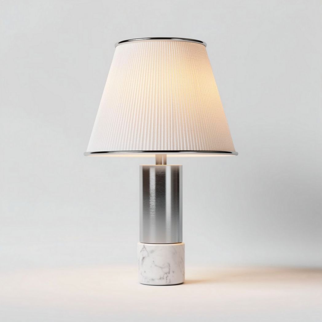 Lampe de table en marbre et métal avec abat-jour en tissu 25 x 25 x 50cm