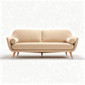 Canapé en tissu beige avec accoudoirs ronds dimensions 180 x 80 x 70cm