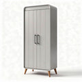 Armoire en bois gris avec pieds en bois 150 x 60 x 40cm pour rangement