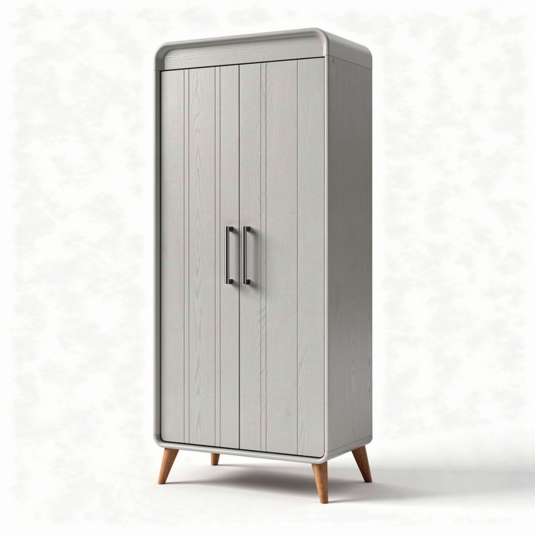 Armoire en bois gris avec pieds en bois 150 x 60 x 40cm pour rangement