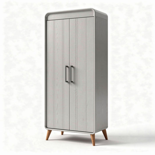 Armoire en bois gris avec pieds en bois 150 x 60 x 40cm pour rangement