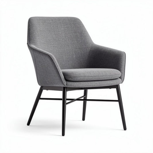 Fauteuil en tissu gris avec structure en métal noir dimensions 70 x 70 x 80cm
