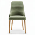 Chaise en tissu vert avec pieds en bois naturel dimensions 45 x 50 x 90cm